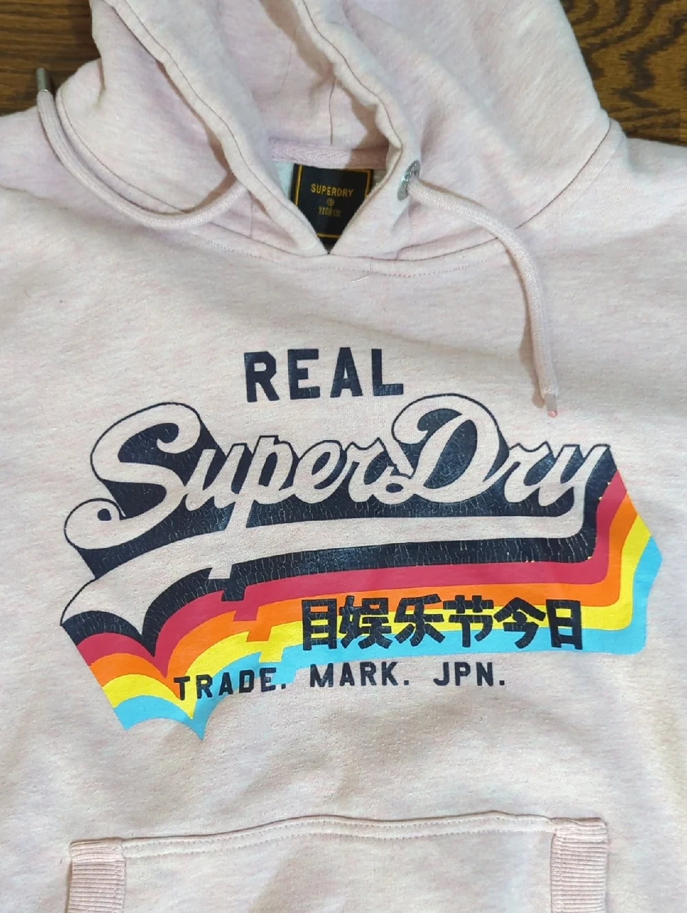 Real SuperDry Japan Pink Pullover Hoodie Streetwear Normcore Cotton Blend Sz M